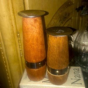 Pair Of Rustic Wood Candle Holders